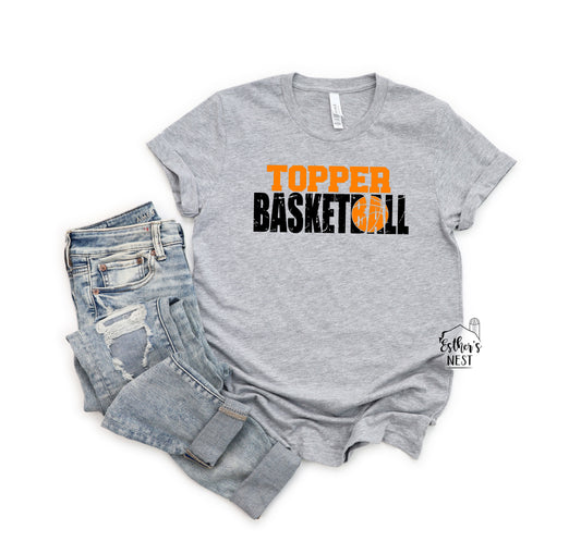 Basketball Grunge Adult Tee | Hillsboro Toppers | Spirit Wear Collection | Sports Collection