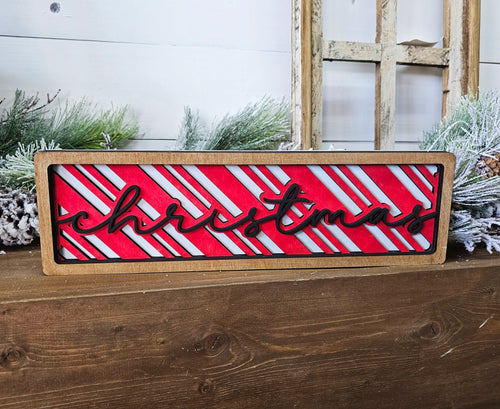 Christmas Candy Cane Pattern Shelf Sitter | Christmas Collection