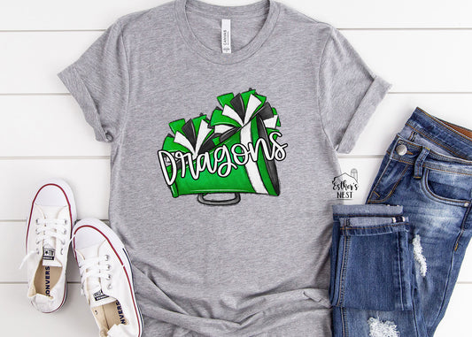 Dragon Cheer Megaphone Spirit Wear Adult Tee | Hillsboro Dragons | Spirit Wear Collection