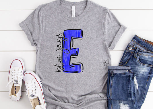 Brushstroke Adult Spirit Tee | Elmhurst BlueJays | Spirit Wear