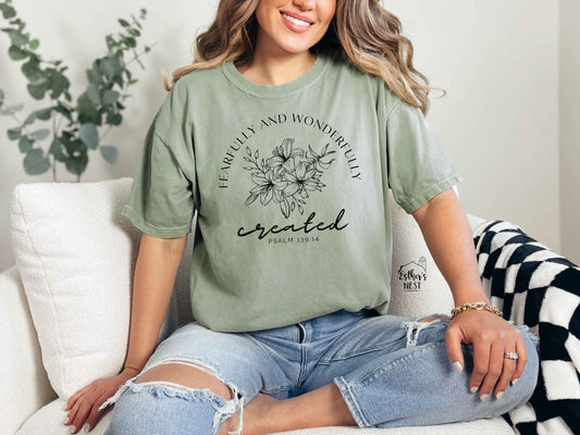 Fearfully and Wonderfully Created Ladies Adult Tee | Faith Collection | Adult Tee Collection