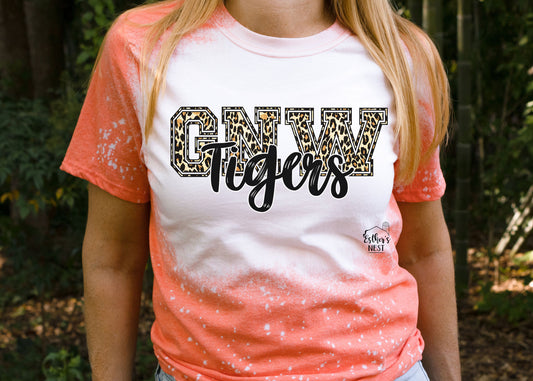 Bleached Adult Spirit Tee | Greenfield North Western Tigers | Spirit Wear