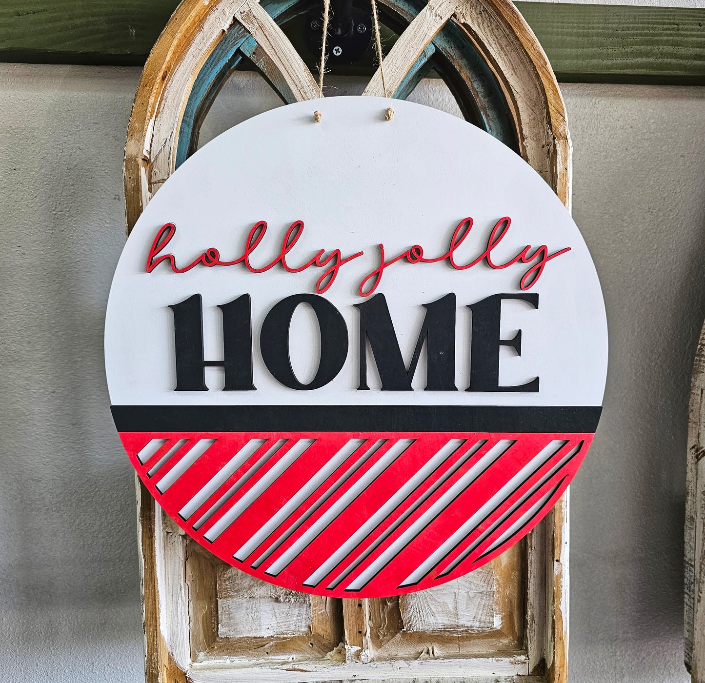 Holly Jolly Candy Cane Pattern Door Hanger | Christmas Collection | Door Hanger Collection