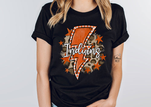 Gillespie Indians Leopard Lightening Bolt Spirit Wear Adult Tee | Gillespie Indians | Spirit Wear Collection