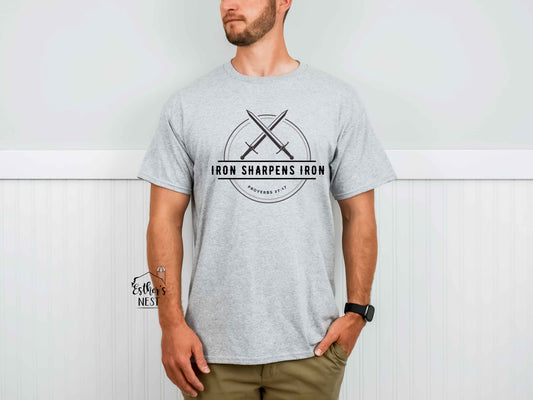 Iron Sharpens Iron Men's Adult Tee | Faith Collection | Adult Tee Collection | Mens Collection