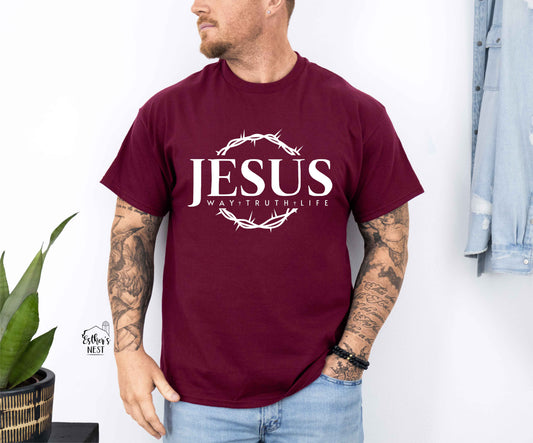 Jesus Way Truth Life Men's Adult Tee | Faith Collection | Adult Tee Collection | Mens Collection