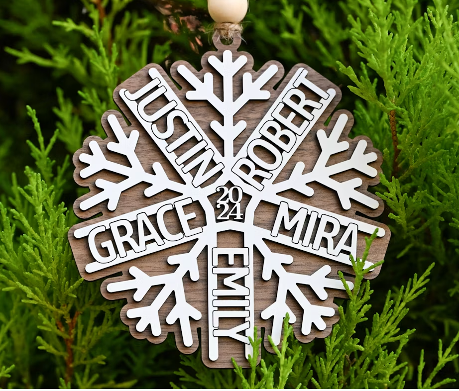 Personalized Family Snowflake Christmas Ornament | Christmas Collection