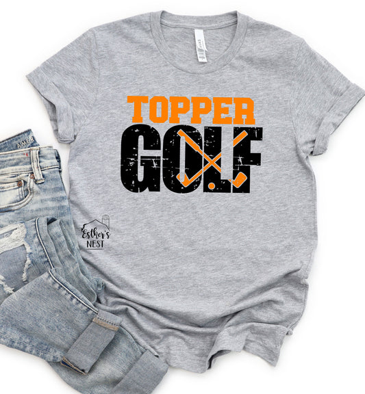 Golf Team Grunge Adult Tee | Hillsboro Toppers | Spirit Wear Collection | Sports Collection