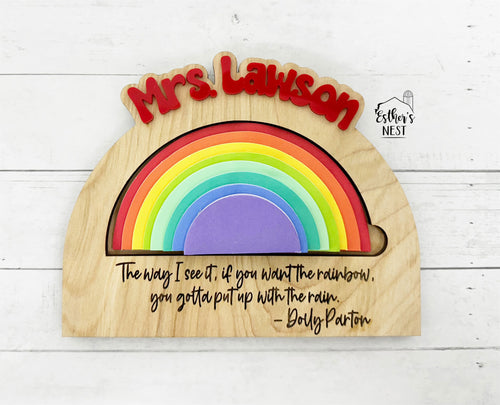 Personalized Teacher Rainbow Post-it Note Holder | Education Collection