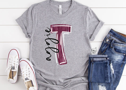 Brushstroke Adult Spirit Tee | Texas AM Aggie | Spirit Wear