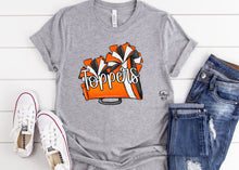 Load image into Gallery viewer, Topper Cheer Megaphone Spirit Wear Adult Tee | Hillsboro Toppers | Spirit Wear Collection