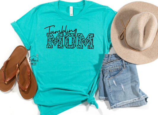 Tumbling Mom Leopard Adult Tee | Sports Collection