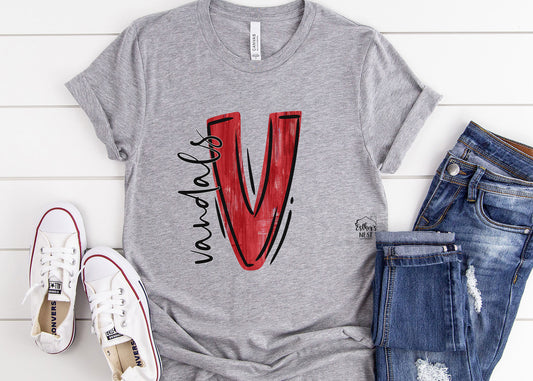 Brushstroke Adult Spirit Tee | Vandalia Vandals  | Spirit Wear