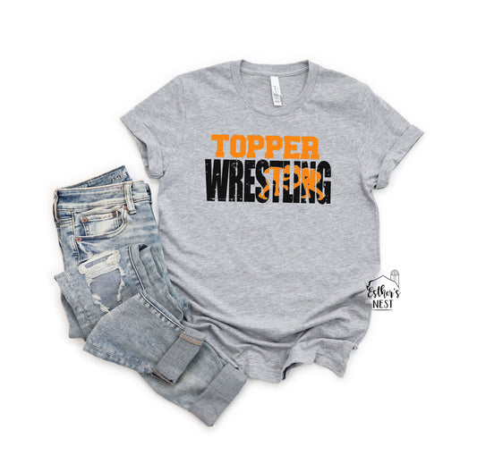 Wrestling Grunge Adult Tee | Hillsboro Toppers | Spirit Wear Collection | Sports Collection