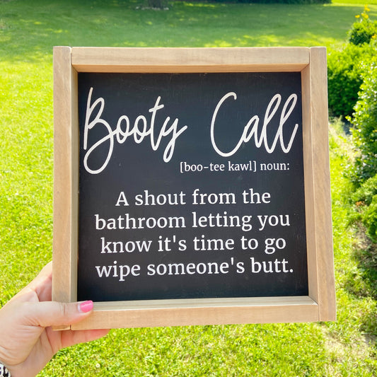 Booty Call Bathroom Wood Sign | Funny Bathroom Sign | Bathroom Collection