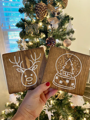 Set of 2 Silhouette Wood Signs | Christmas Collection