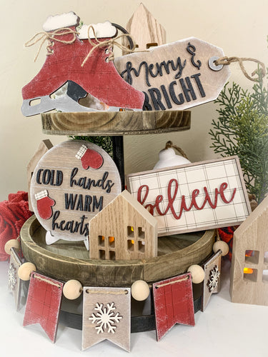 Christmas Plaid Tiered Tray Set | Tier Tray Collection | DIY Adult Kit | Christmas Collection