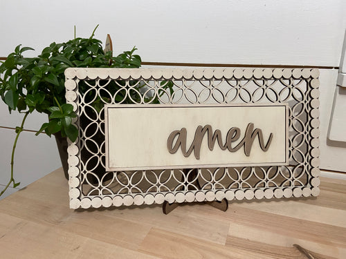 Rectangle Interchangeable Pattern Sign with Amen Insert | Everyday Collection | Adult DIY Collection