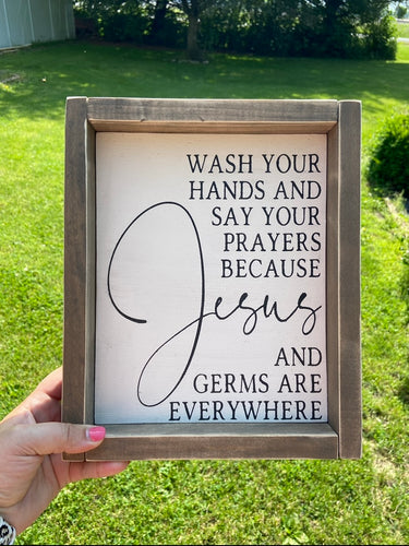 Jesus & Germs Wood Sign | Christmas Collection | Everyday Collection | Bathroom Collection