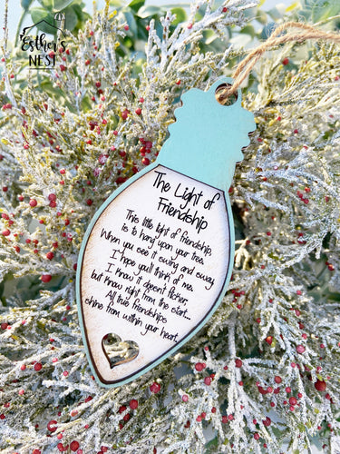 Light of Friendship Wooden Christmas Ornament | Christmas Decor | Home Decor