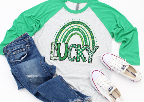 Lucky Rainbow Raglan | Adult Tees | St. Patrick's Day Collection