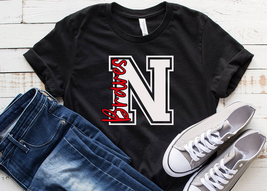 Custom Varsity School Spirit Wear Adult Tee | Nokomis Braves | Spirit Wear