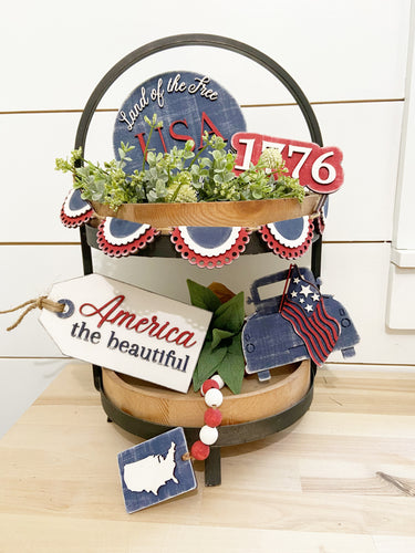 Patriotic Tier Tray Set | Tier Tray Collection | Adult DIY Kit | Patriotic Collection