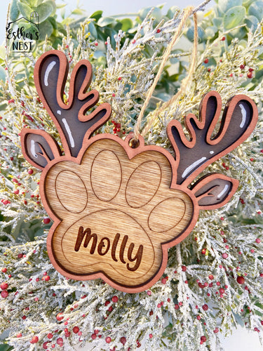 Reindeer Pet Wooden Christmas Ornament | Christmas Collection | Pet Collection