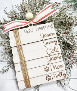 Personalized Book Stack Family Christmas Ornament | Christmas Decor