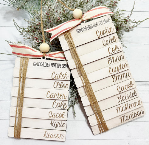 Personalized Book Stack Grandchildren Christmas Ornament | Christmas Decor