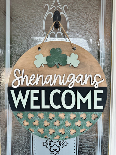 Shenanigans Welcome St. Patrick's Day Door Hanger | Door Hanger Collection | St. Patrick's Day Collection | DIY Kits