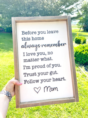 Before you leave this Home Motherhood Wood Sign | Home Decor | Everyday Collection