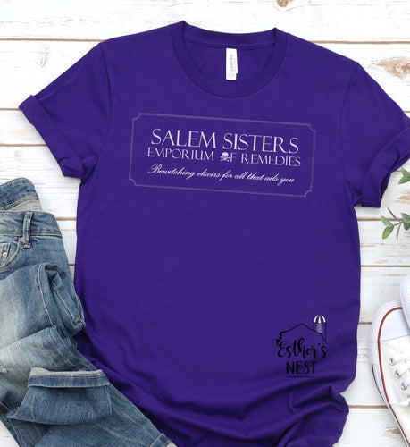 Salem Sisters Emporium of Remedies | Hocus Pocus Inspired | Witches Halloween Adult Tee