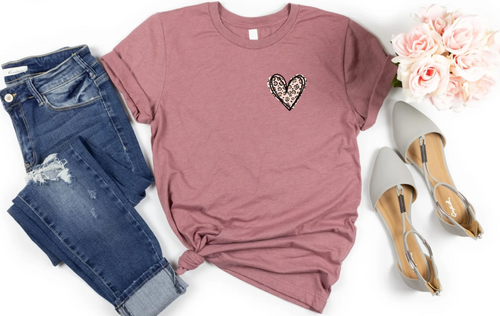 Leopard Heart Tee | Valentine Collection | Adult Tees | Mom Life Collection | Everyday Collection