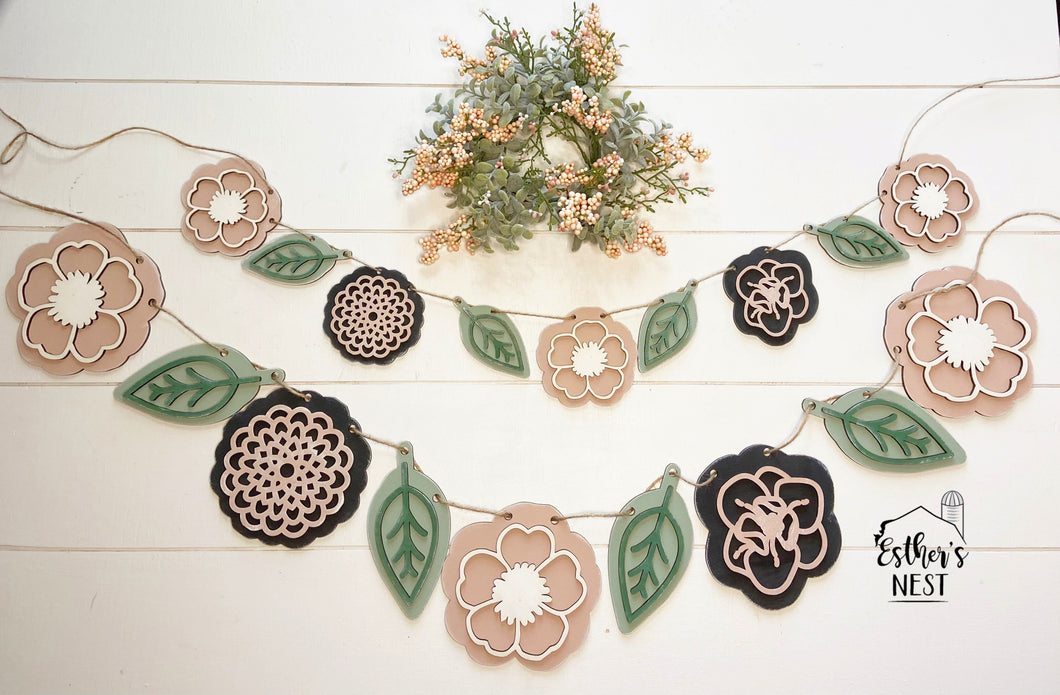 Spring Floral Garland | Wood Garland | Adult DIY Kit | Spring Collection