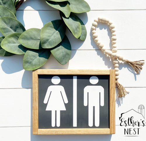 Male Female Bathroom Sign Wood Sign | Funny Bathroom Sign | Bathroom Collection